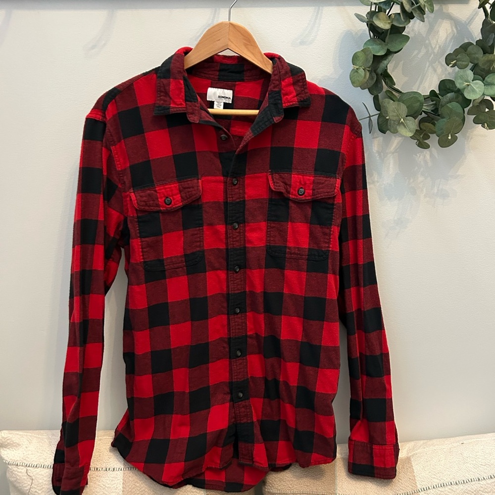 Sonoma Men’s Large Tall red and black flannel